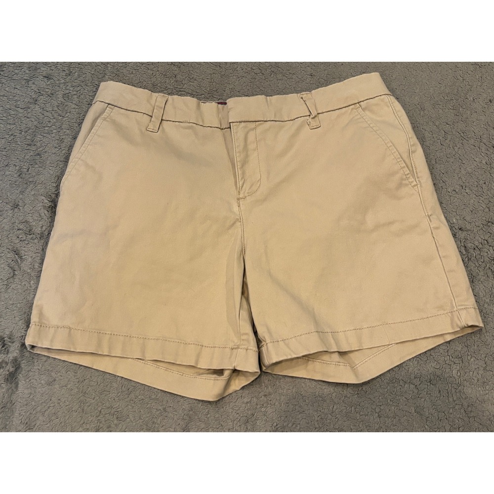 Tommy Hilfiger Womens Chino Shorts Tan Khaki Stretch Cotton Size 4 Mid Rise 4in